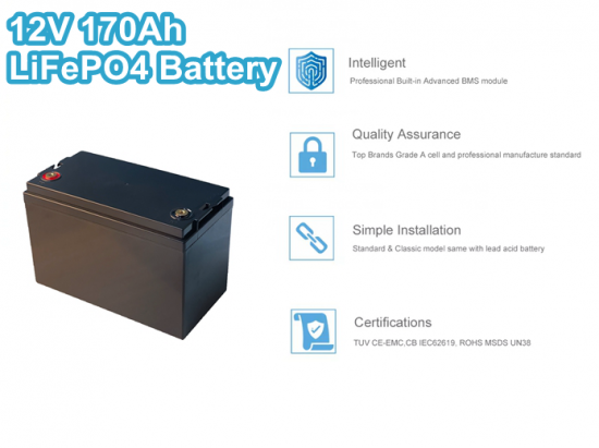 Lithium Ion Phosphate Battery Deep Cycle 12V 170Ah Lifepo4 Battery Pack For Marine Automobile Starting Energe Storage System